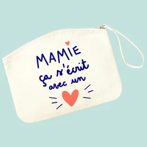 Trousse à personnaliser - Mamie ça s'écrit avec un cœur - Collaboration avec Touché Collé